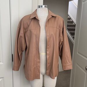 Women's Tan Vegan Faux Leather Jacket